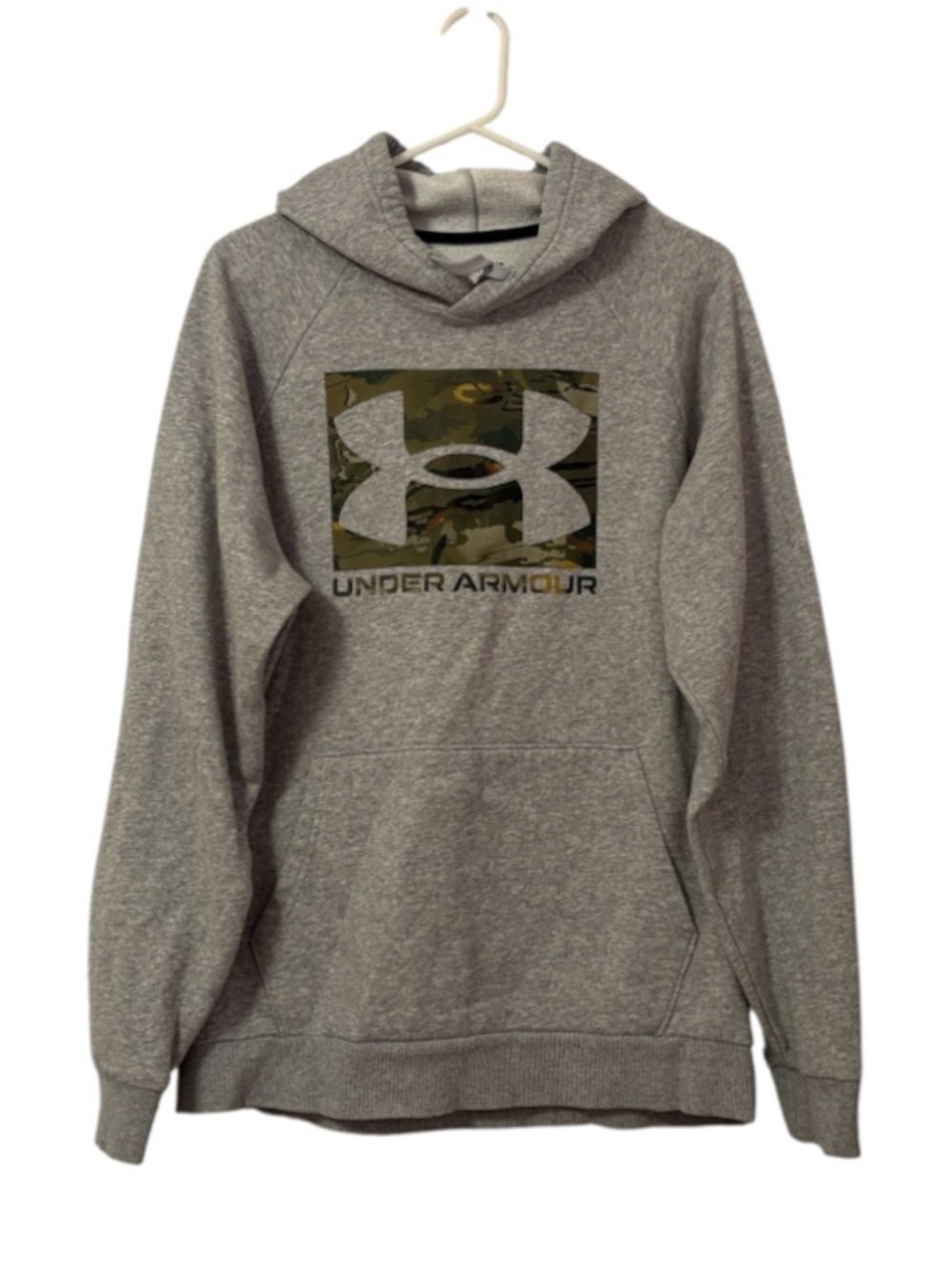 Mens Under Armour Gray Camo Printed Rival Fleece Athletic Hoodie